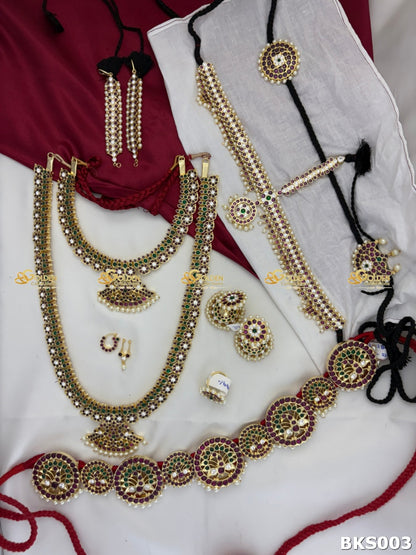 Complete Arangetram Jewellery Set with Oddiyanam and Jhumkas