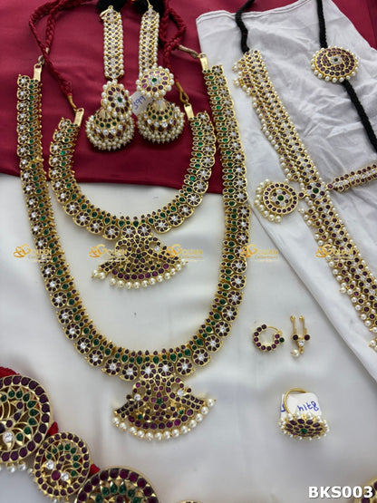 Bharatanatyam Temple Jewellery Dance Set with Sun Moon Headset