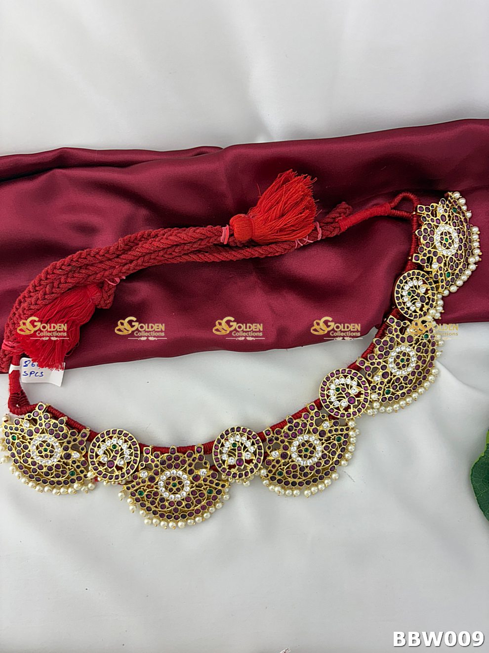 Kemp Bharatanatyam Vaddanam for Arangetram – Traditional Temple Jewellery Oddiyanam Waistbelt