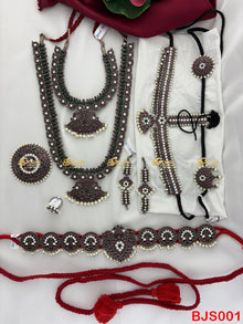 Black Kemp Bharatanatyam Kuchipudi Dance Jewellery Set BJS001 with black kemp stones