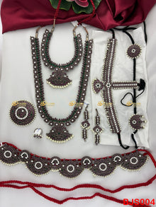 Black Kemp Bharatanatyam Kuchipudi Dance Jewellery Set BJS004 with black kemp stones