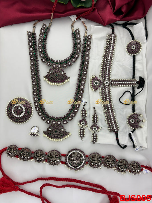 kemp black bharatanatyam jewellery set goddess vaddanam Goldencollections
