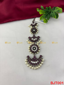 Black Kemp Nethi Chutti Maang Tikka for Bharatanatyam BJT001 with black kemp stones