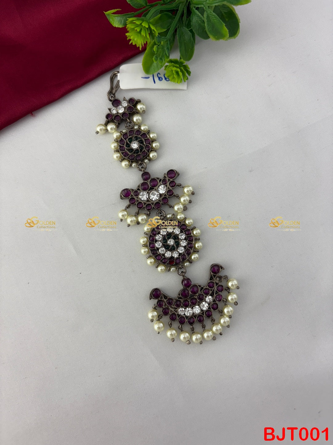 kemp black bharatanatyam nettichutti maang tikka Goldencollections