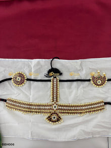 Real Kemp Bharatanatyam Kuchipudi Headset BBH006 with red-green kemp stones