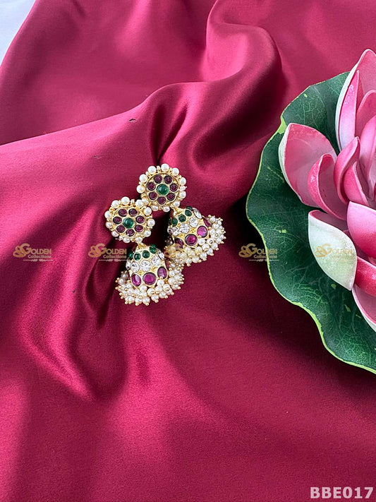 Kemp jhumka earrings for Bharatanatyam temple jewellery classical dance jhumki