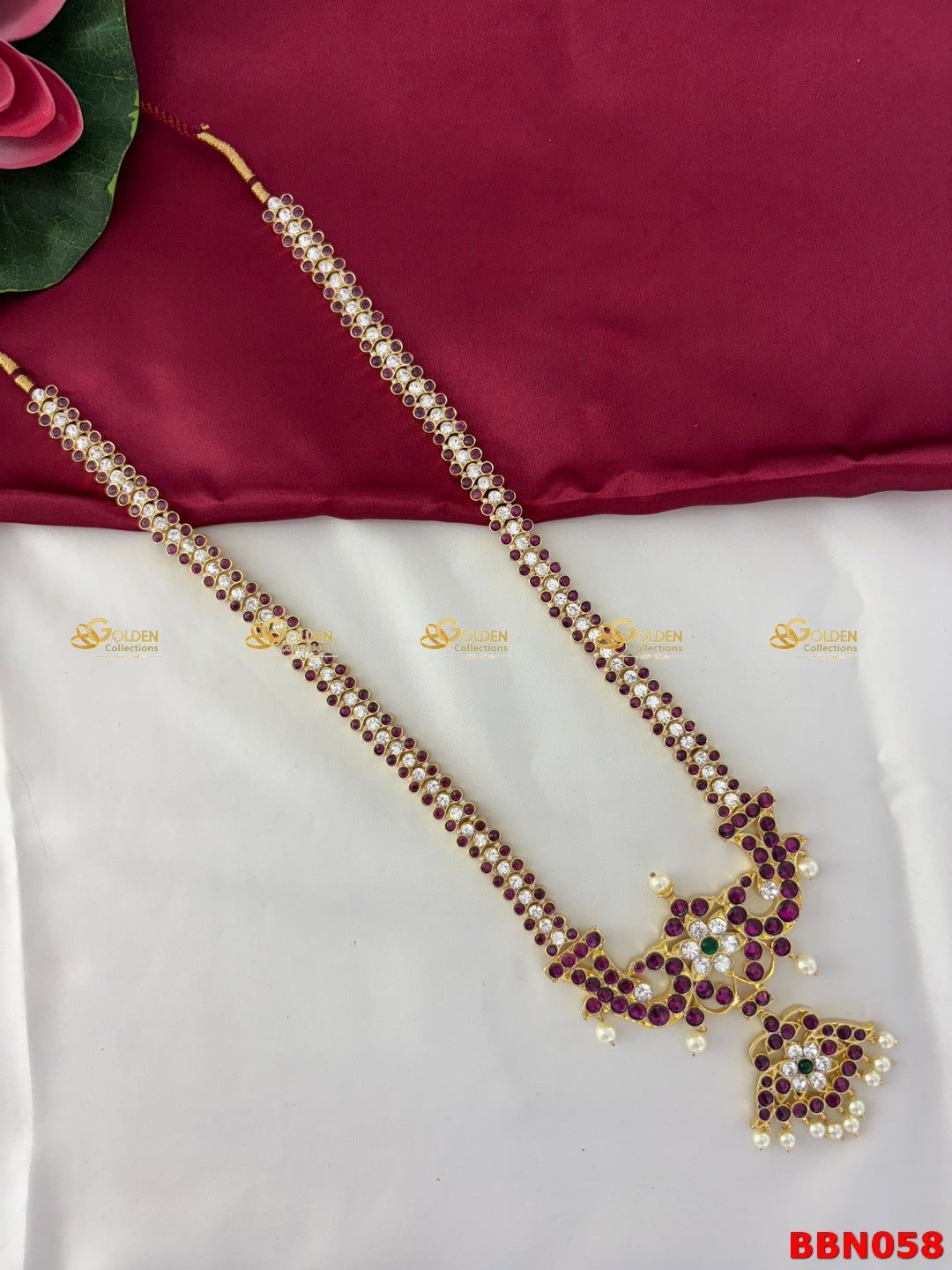 Kemp Long Haram Necklace | Temple Jewellery | GoldenCollections