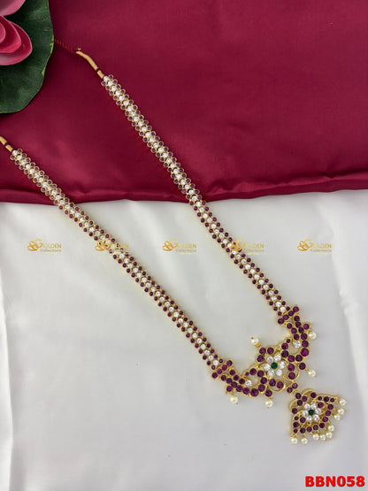 Kemp Long Haram Necklace | Temple Jewellery | GoldenCollections