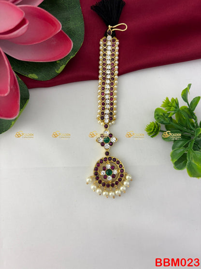 Kemp Maang Tikka Nethichutti | Bharatanatyam Temple Jewellery Online – GoldenCollections