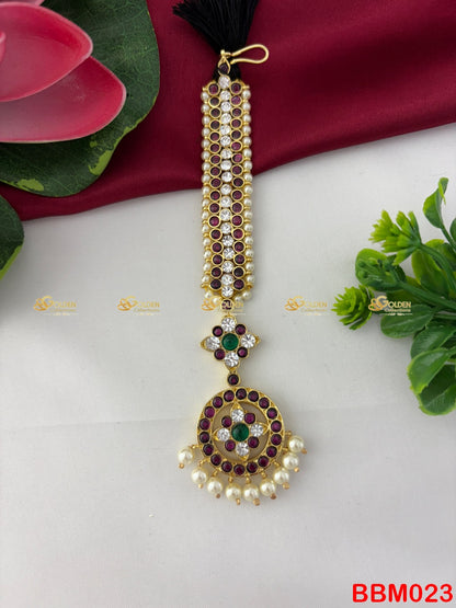 Kemp Maang Tikka | Nethichutti Temple Jewellery for Bharatanatyam Dance