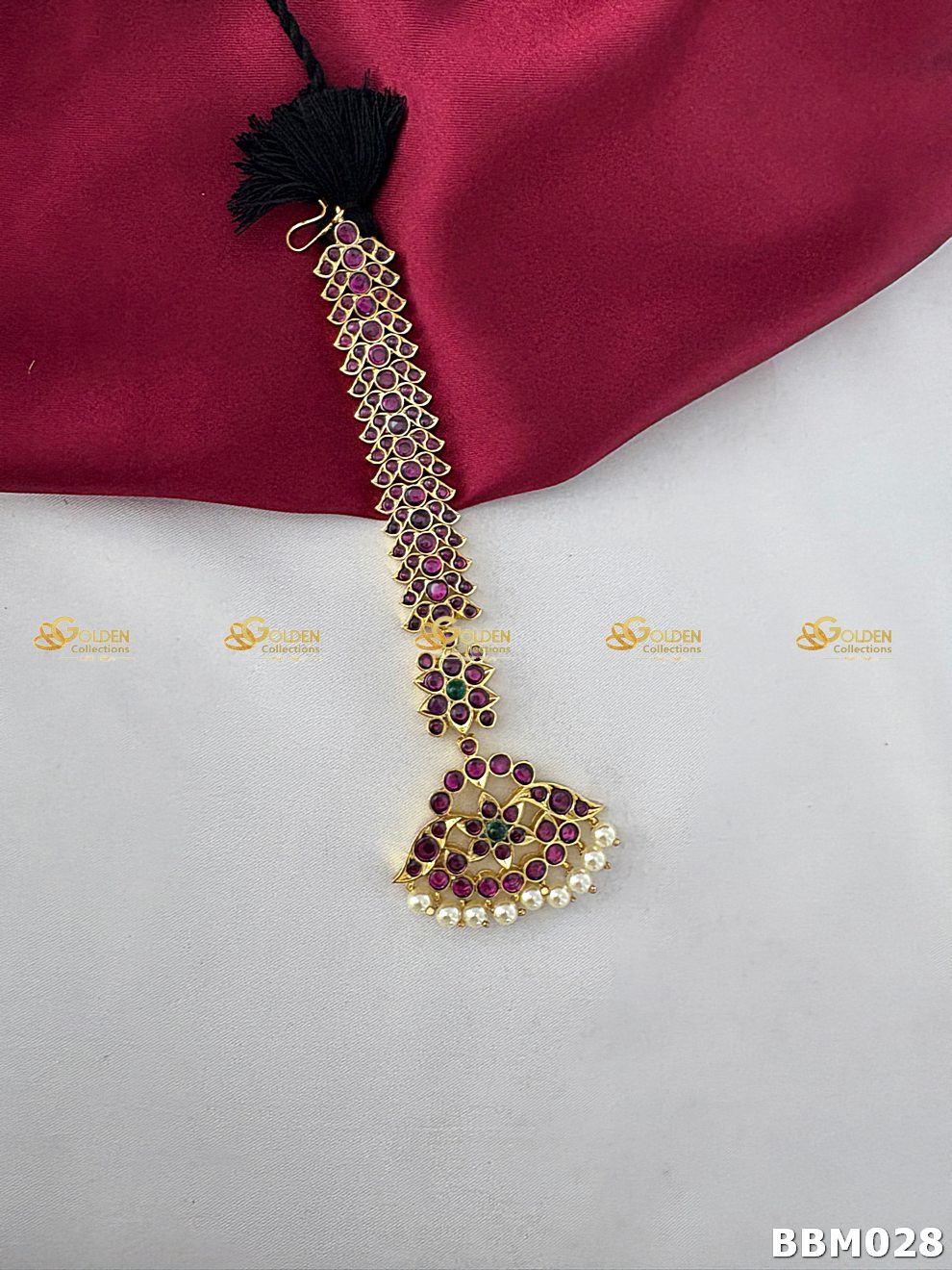 Kemp Maangtikka for Bharatanatyam | Temple Nethi Chutti