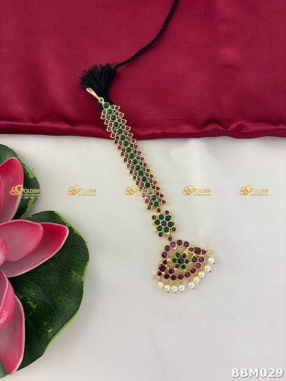 Kemp Maangtikka for Bharatanatyam | Long Nethi Chutti