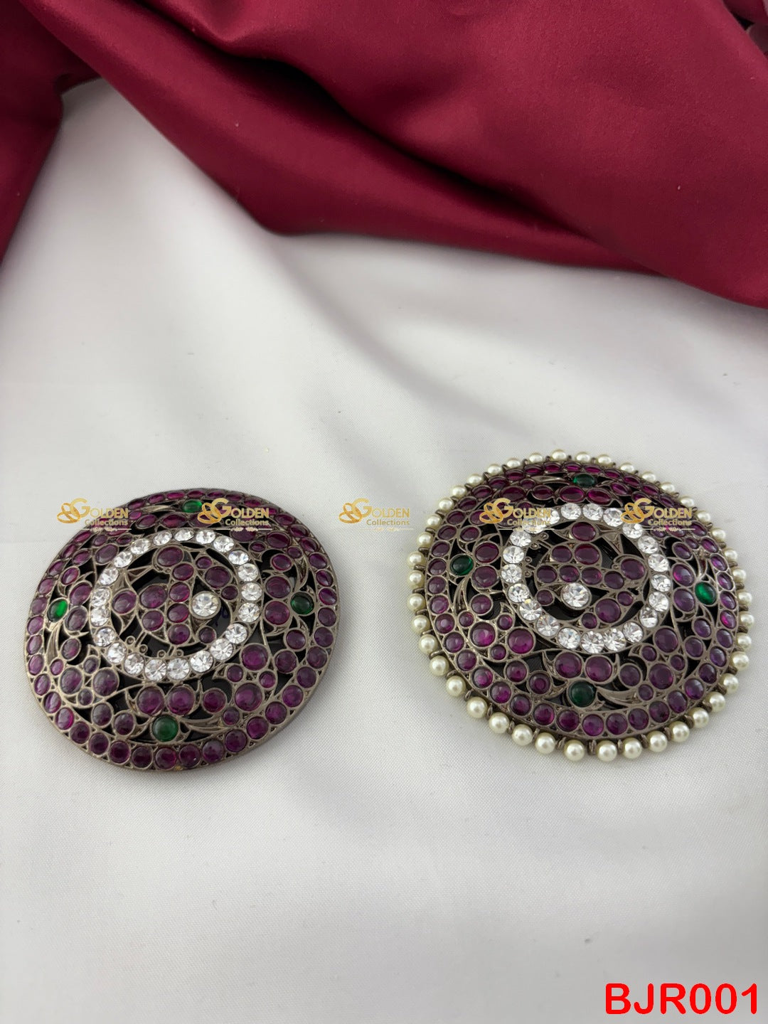 Traditional Kemp Rakodi for Bharatanatyam Dance | Temple Jewellery Hair Ornament with Red and Green Stones goldencollections