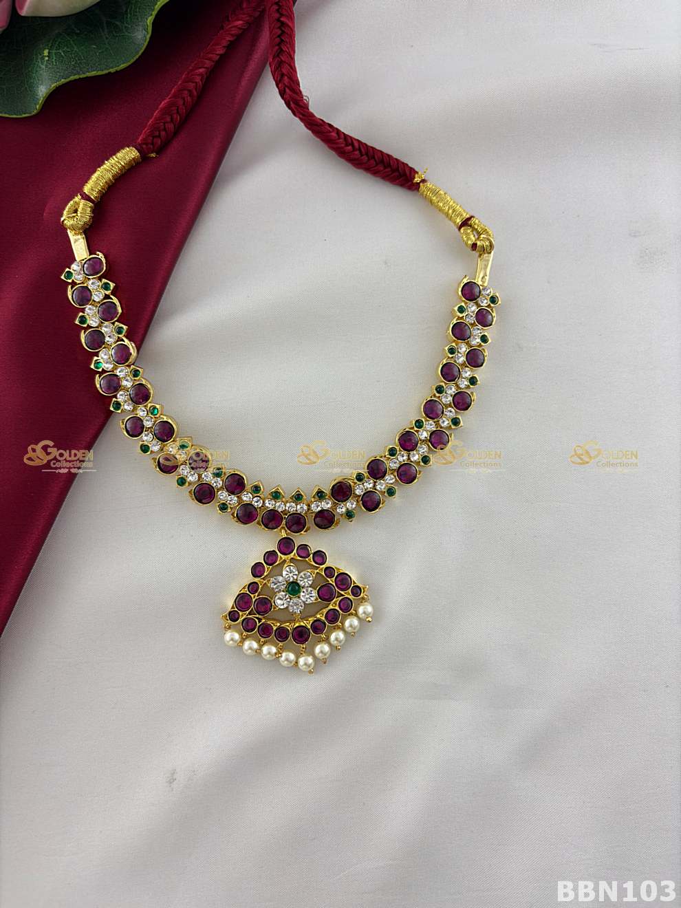 Kemp Short Necklace for Bharatanatyam | Traditional Temple Jewellery Dance Choke