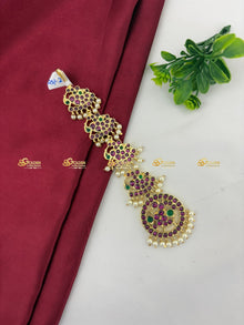 Real Kemp Nethi Chutti Maang Tikka for Bharatanatyam BBM013 with red-green kemp stones