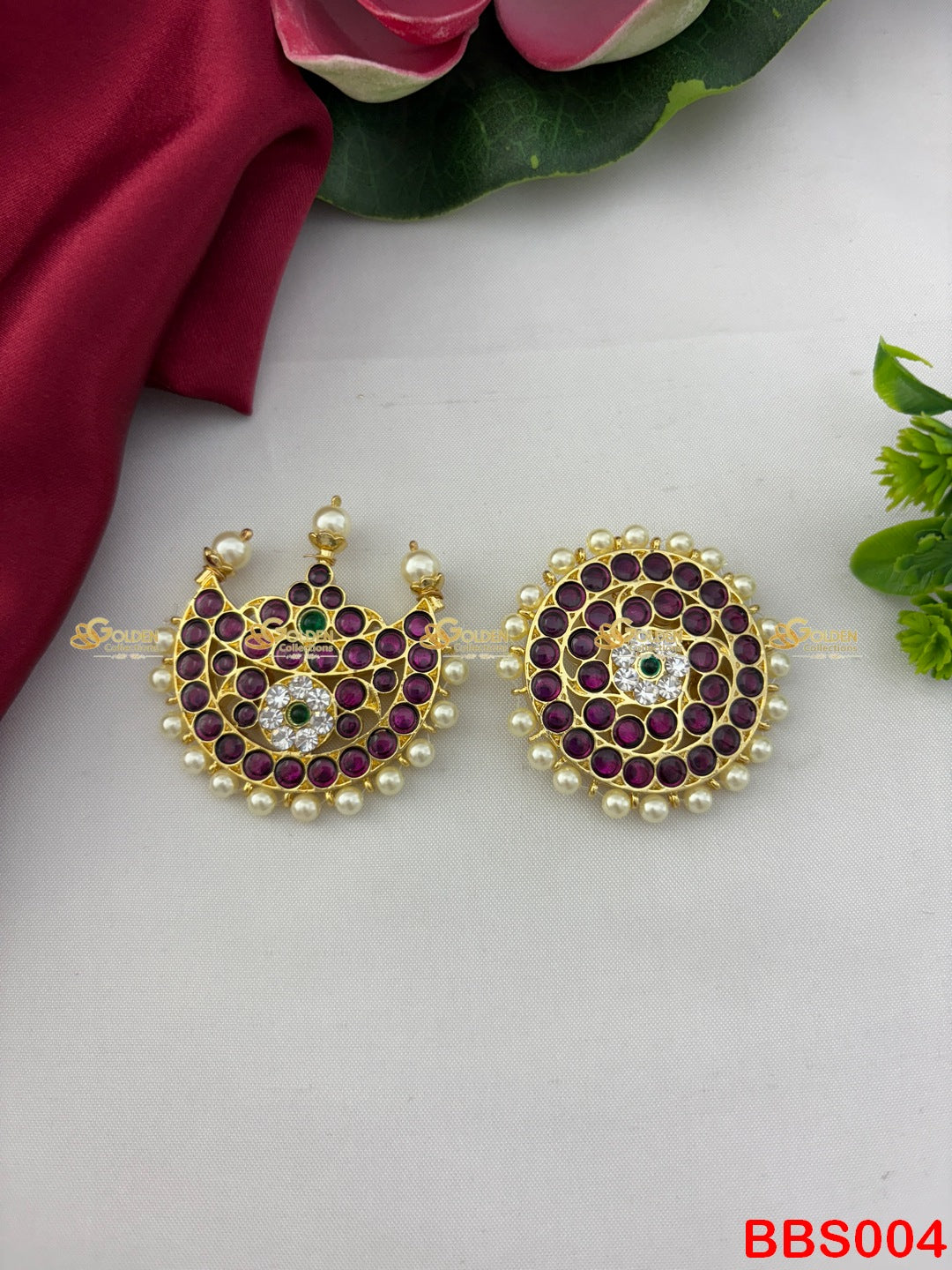 Kemp Surya Chandra Set Bharatanatyam Sun Moon Hair Accessories (Temple  Jewellery) BBS004