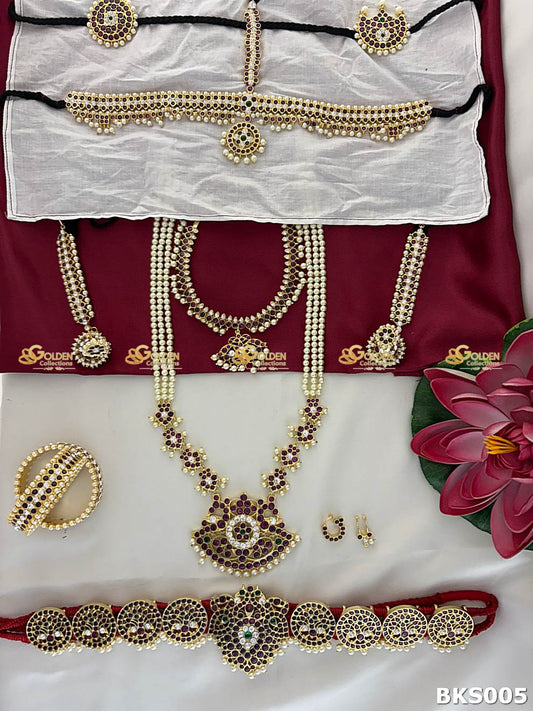Kempu Bharatanatyam Temple Jewellery Set for Arangetram Dance