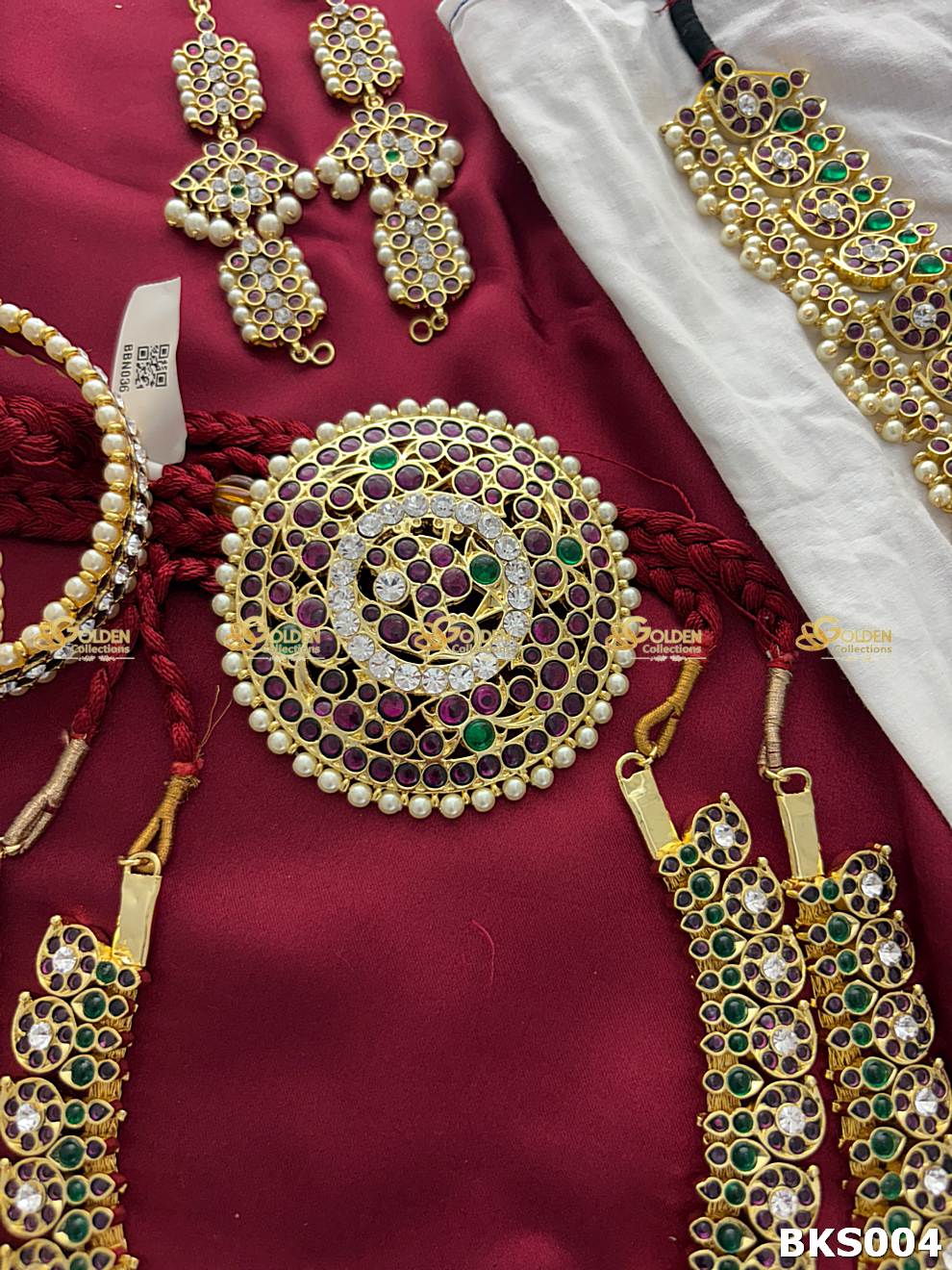 Kempu Bharatanatyam Jewellery Set | Temple Jewellery Set for Arangetram & Kuchipudi Dance BKS004