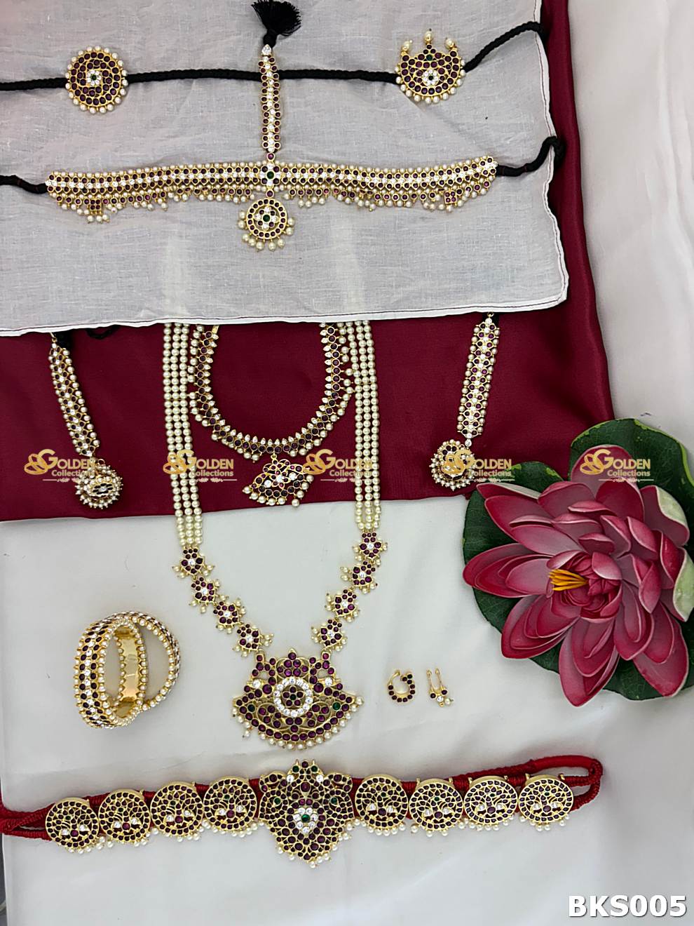 Kempu Long Haram Temple Jewellery for Bharatanatyam