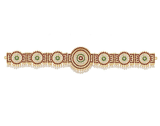 Kempu Bharatanatyam Temple Dance Waist Belt/Vaddanam  Golden Collections