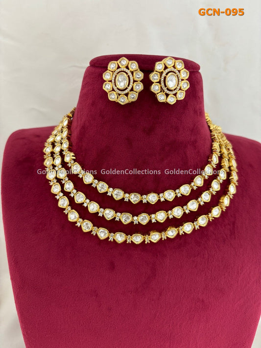 Kundan Layered Necklace Set : Necklace Supplier GoldenCollections 