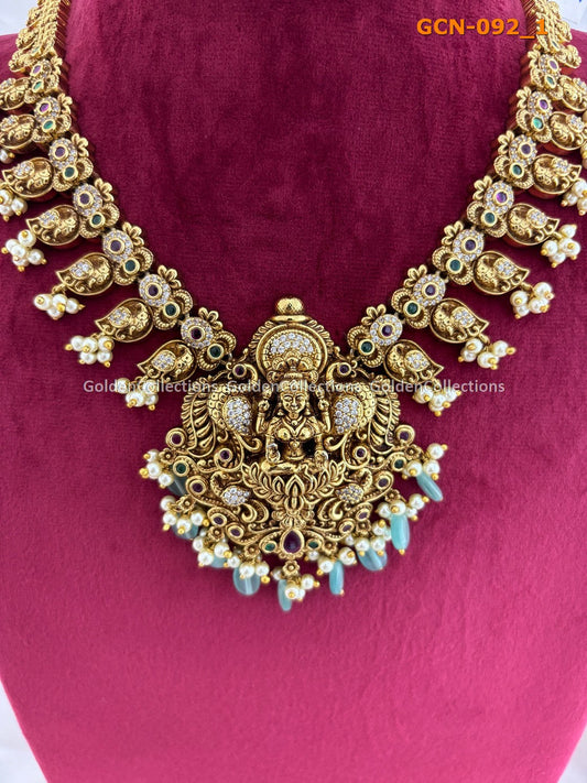 Lakshmi Nakshi Mango Peacock Necklace Set - GoldenCollections GoldenCollections 2
