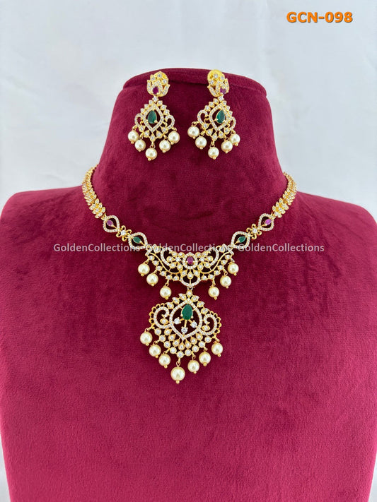 Large Pearl Necklace : Fashion Necklace Online Golden Collections 