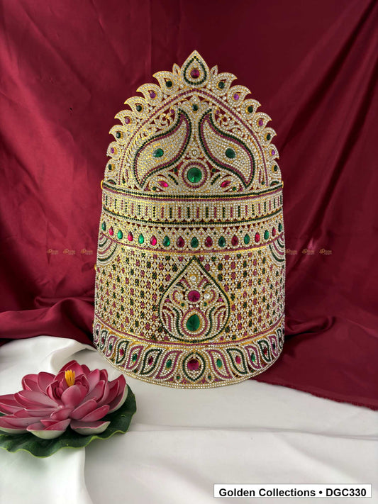 Front view of Large Stone Deity Crown Arch for God and Goddess Idols from Golden Collections