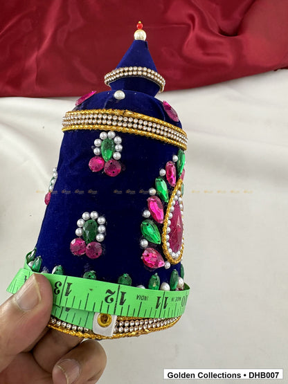 Additional product detail view of Large Velvet Kundan Deity Hair Crown for God and Goddess Idols from Golden Collections