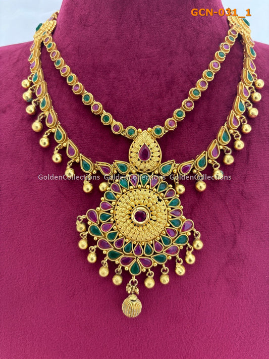 Layered Necklace : Original Pearl Necklace Set Online GoldenCollections 2