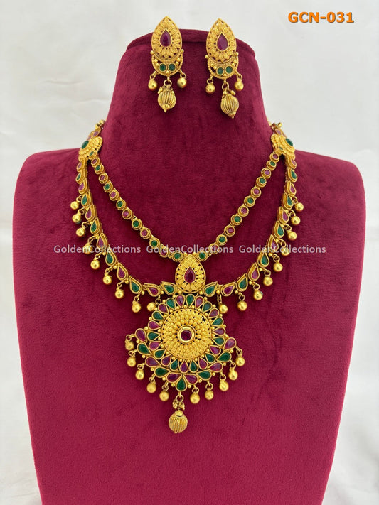 Layered Necklace : Original Pearl Necklace Set Online GoldenCollections 