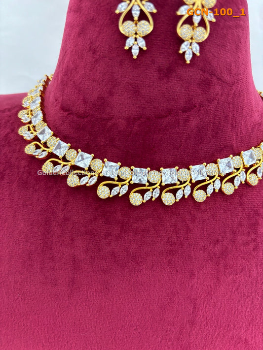 Short Pearl Necklace : Gold Plated Necklace 1 Gram GoldenCollections 2