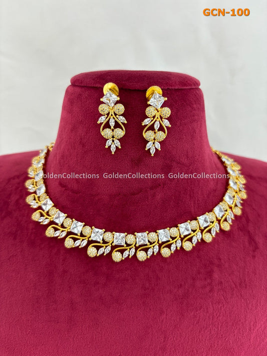 Short Pearl Necklace : Gold Plated Necklace 1 Gram GoldenCollections 