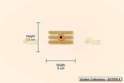 Measurement view showing height 1.5 cm and width 3 cm for Shiva Vibhuti Tripund Tilak with CZ Stones for Deity Idols DGT030-5 from Golden Collections