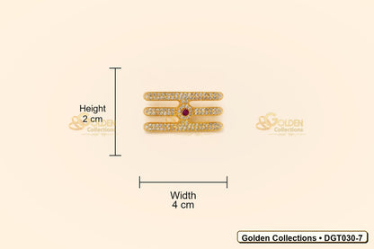 Measurement view showing height 2 cm and width 4 cm for Shiva Vibhuti Tripund Tilak with CZ Stones for Deity Idols DGT030-7 from Golden Collections