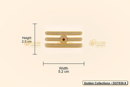 Measurement view showing height 2.5 cm and width 5.2 cm for Shiva Vibhuti Tripund Tilak with CZ Stones for Deity Idols DGT030-9 from Golden Collections
