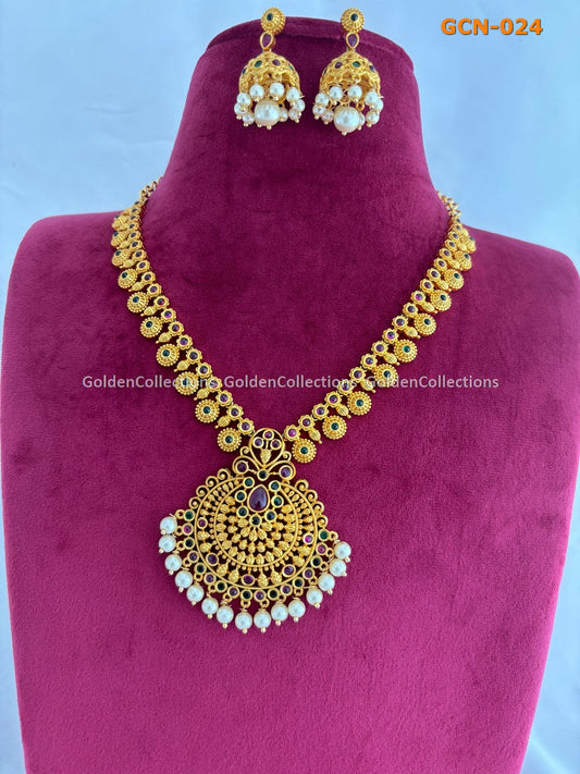 Modern Gold Plated Necklace Designs : Trendy Necklace Online GoldenCollections 