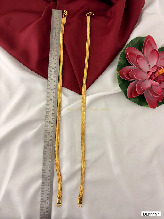 Measurement photo showing 18 x 0.25 Inches deity long haram with measuring tape for idol alankaram