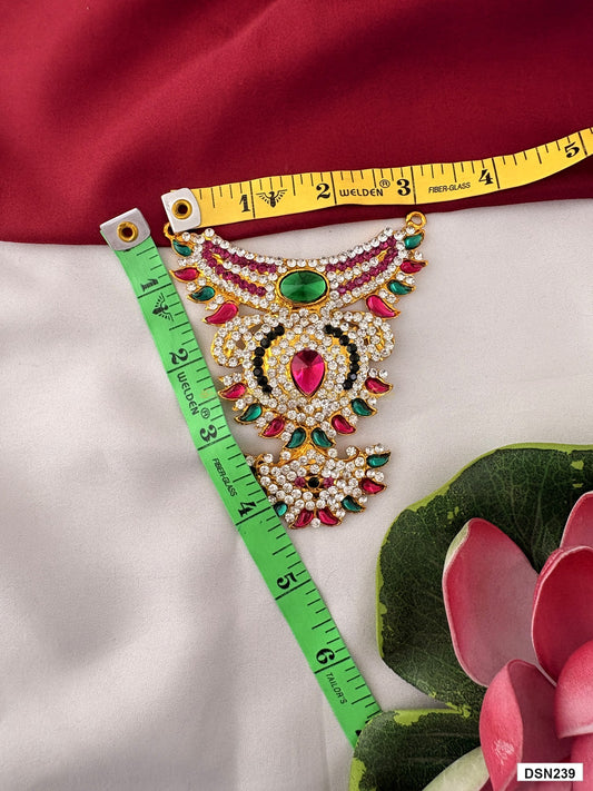 Measurement photo showing 4 x 3 Inches deity short haram with measuring tape for idol alankaram