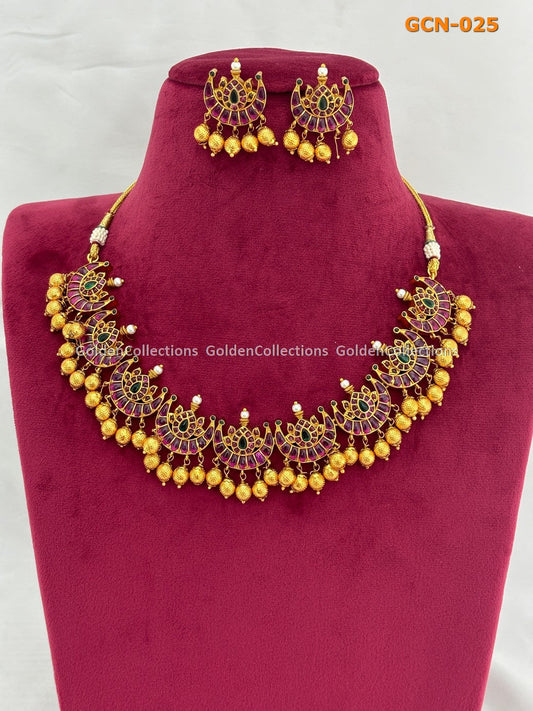 Necklace Set Gold Design : Hasli Style Necklace Golden Collections 