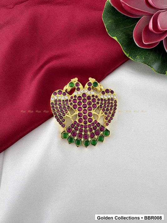 Front view of Peacock Style Real Kemp Rakodi with Green Drops from Golden Collections