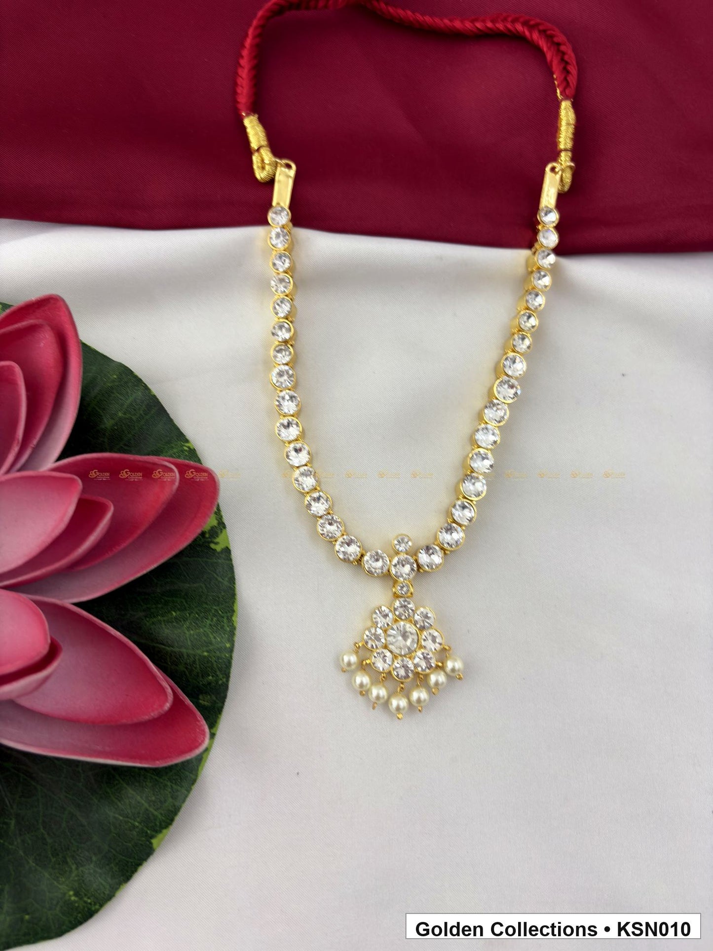 Additional product view of Pearl Chain Real Kemp Short Necklace with Pendant from Golden Collections
