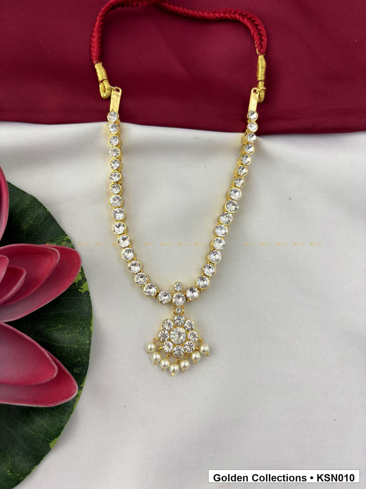 Additional product view of Pearl Chain Real Kemp Short Necklace with Pendant from Golden Collections