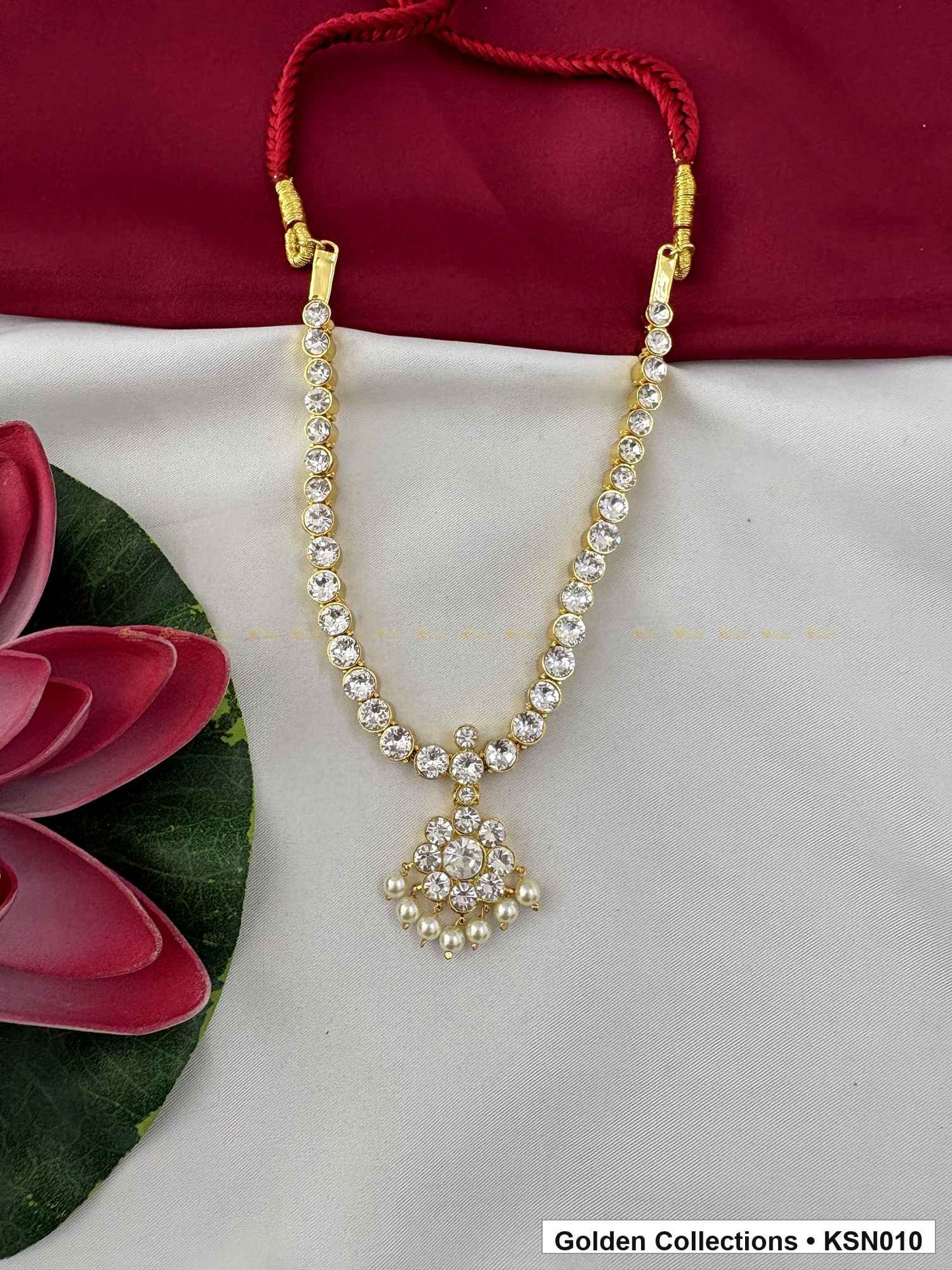 Additional product view of Pearl Chain Real Kemp Short Necklace with Pendant from Golden Collections