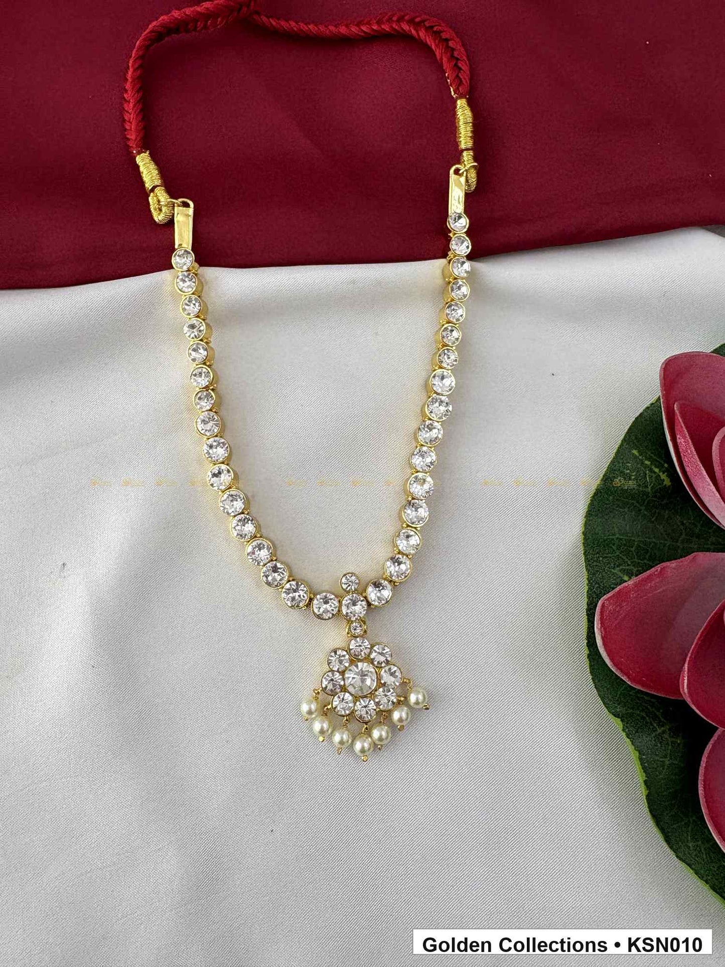 Additional product view of Pearl Chain Real Kemp Short Necklace with Pendant from Golden Collections