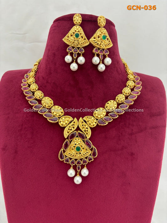 Pearl Set : Trendy Colorful Necklaces GoldenCollections 
