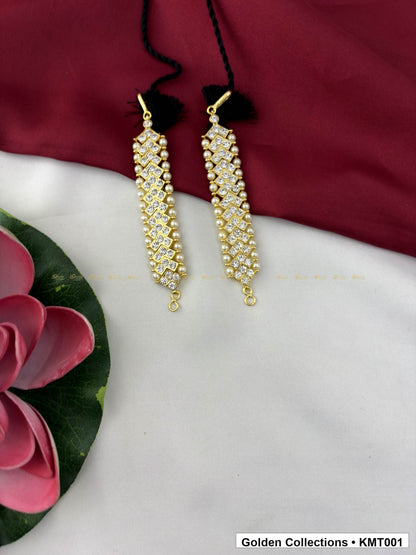 Angled product view of Pearl Tassel Real Kemp Mattal Ear Chains from Golden Collections