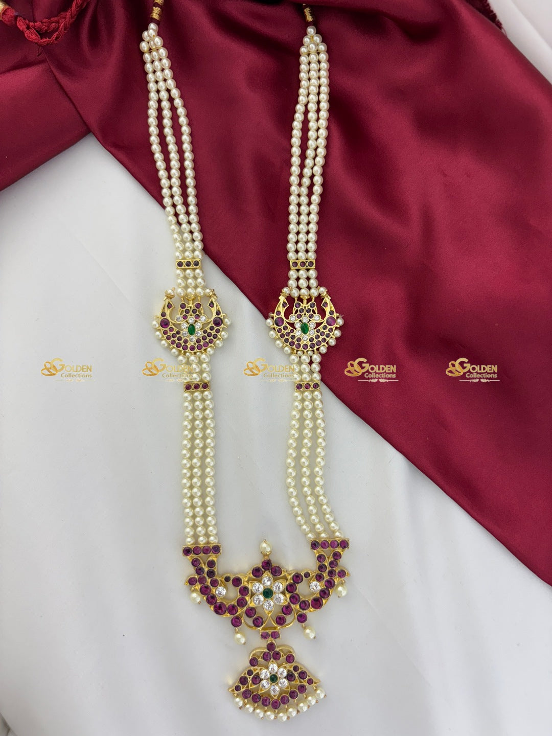 Pearls Long Necklace Haram Temple Jewellery