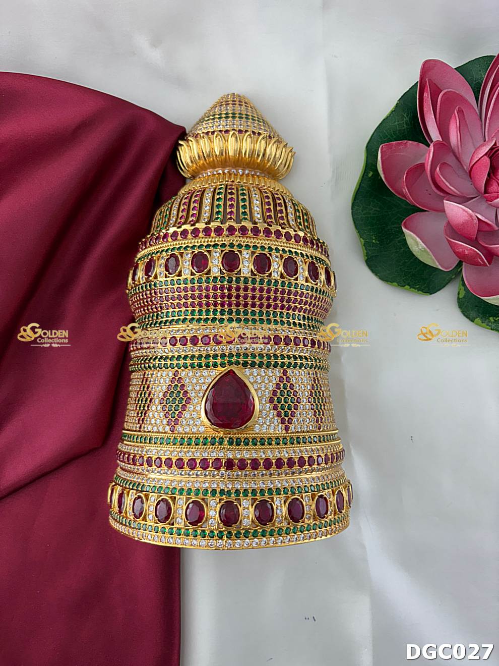 Majestic Premium Deity Crown with CZ Stones | Temple Mukut Goldencollections