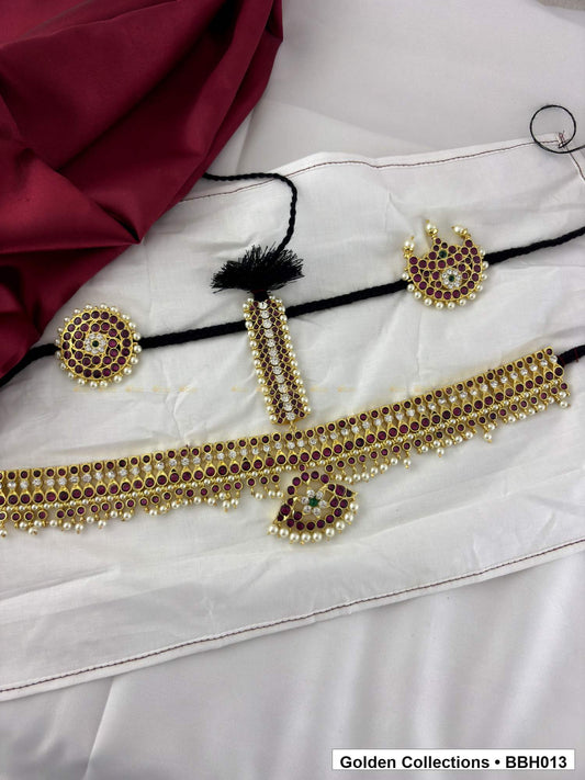 Front view of Real Kemp Dance Headset with Sun Moon Hair Ornaments from Golden Collections